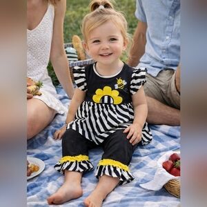 Nwt Infant Baby Girl Bee Flower Summer SPRING  SET VACATION